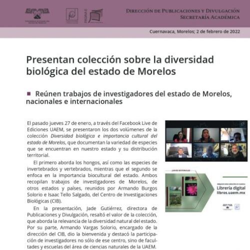 Presentan colección sobre la diversidad biológica del estado de Morelos